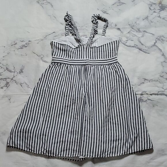 Madewell Gray/White Striped Ruffle Strap Dress - Picture 6 of 6
